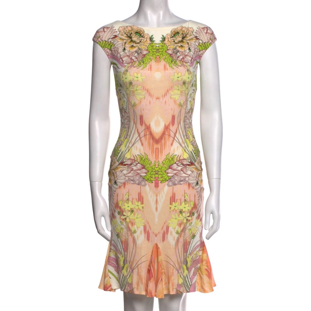 Roberto Cavalli Floral Print Midi Dress - Cream and Green - Picture 7 of 7